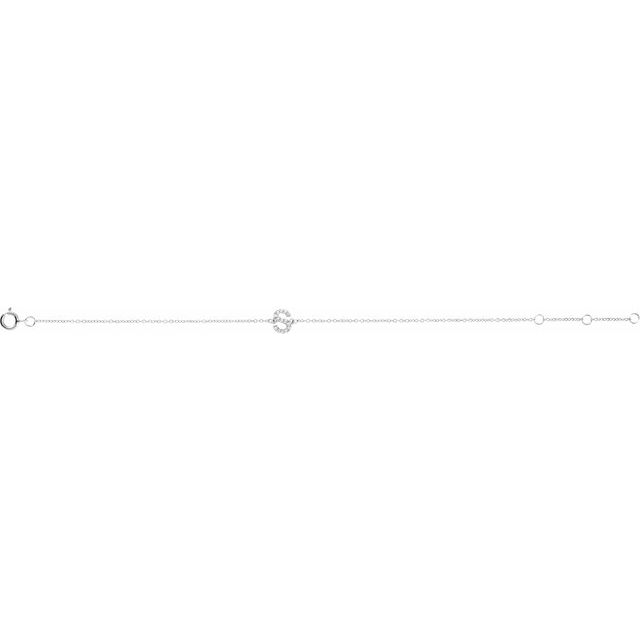 14K White .05 CTW Natural Diamond Initial S 6-7 Bracelet