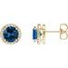 14K Yellow Lab-Grown Blue Sapphire & .05 CTW Natural Diamond Halo-Style Earrings