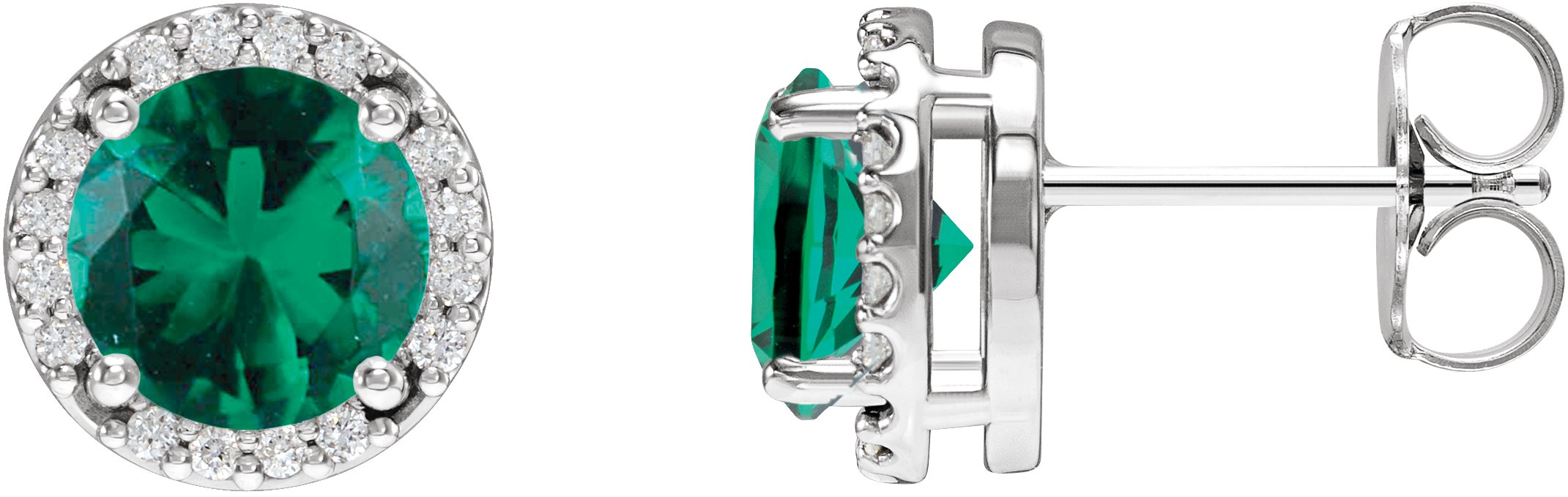 Platinum Lab Grown Emerald and .05 CTW Natural Diamond Halo Style Earrings Ref 19617748