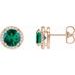 14K Rose Lab-Grown Emerald & .05 CTW Natural Diamond Halo-Style Earrings