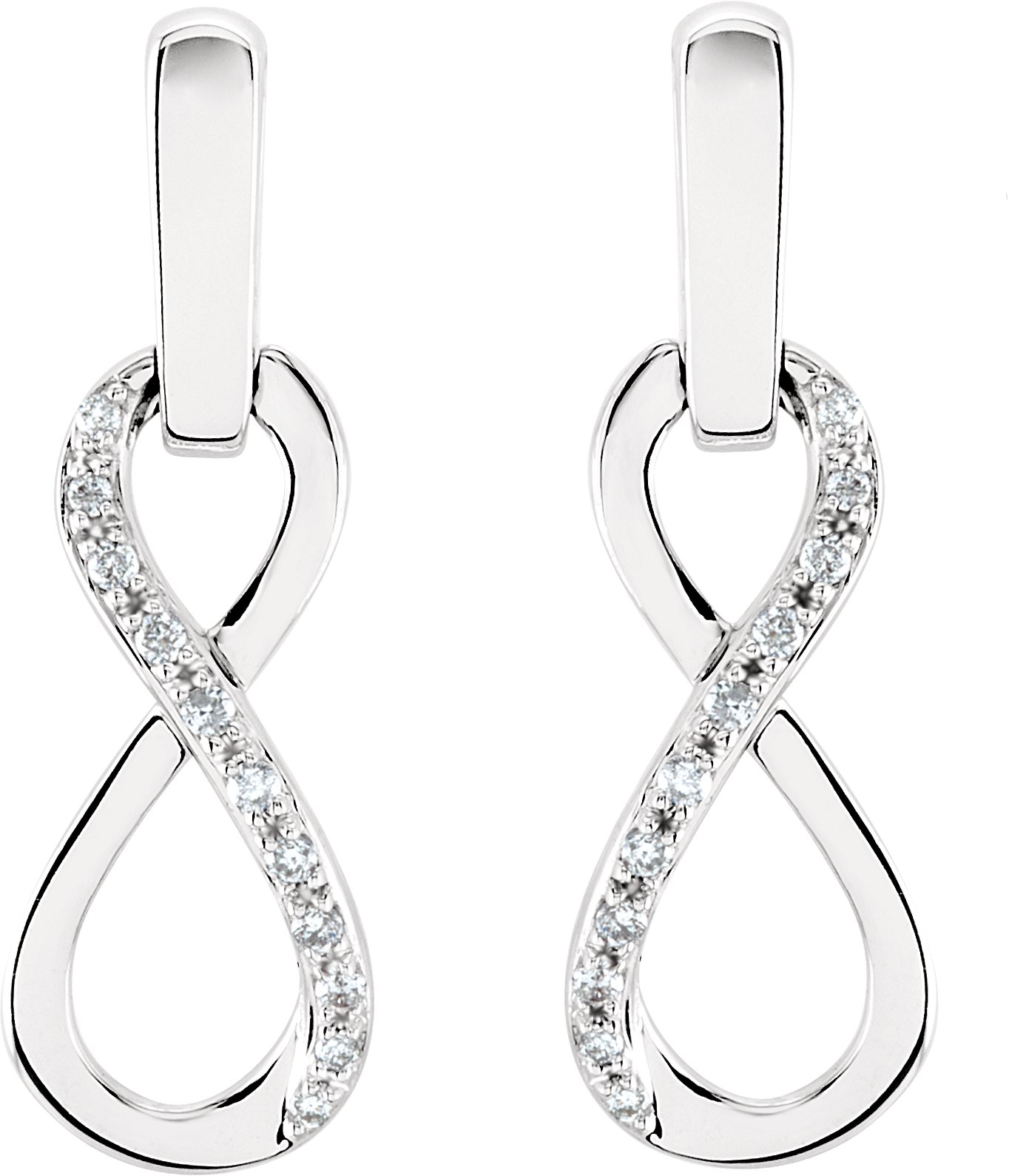 14K White 1/10 CTW Natural Diamond Infinity-Inspired Earrings