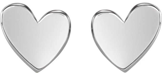 Sterling Silver 6 mm Asymmetrical Heart Friction Post and Back Earrings Ref 19658500