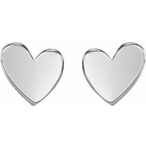 14K White 6 mm Asymmetrical Heart Earrings