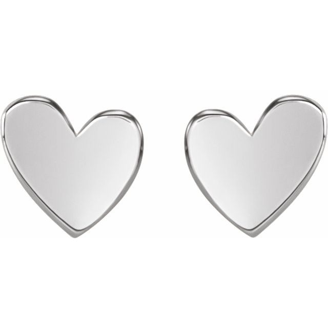 14K White 6 mm Asymmetrical Heart Friction Post & Back Earrings