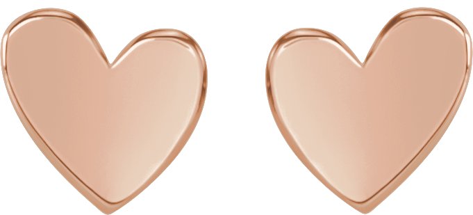 14K Rose 6 mm Asymmetrical Heart Friction Post and Back Earrings Ref 19658531