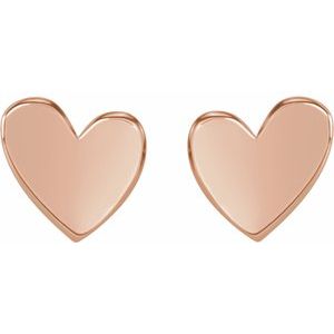 14K Rose 6 mm Asymmetrical Heart Earrings