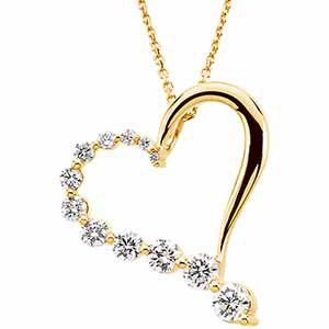 14K Yellow 1 CTW Diamond Journey Heart 18" Necklace