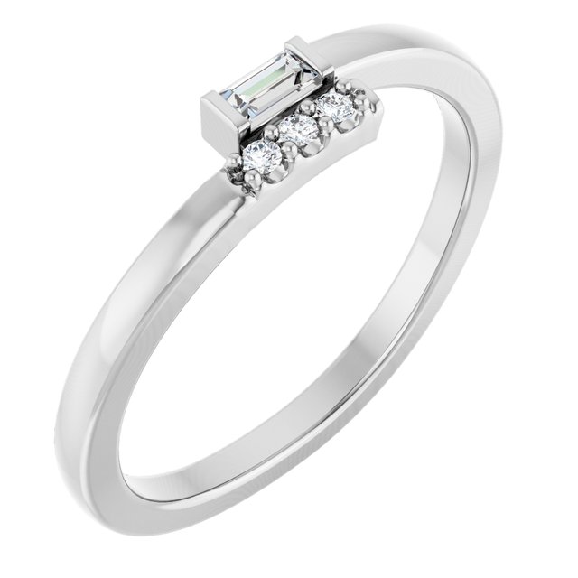 14K White .07 CTW Natural Diamond Stackable Ring