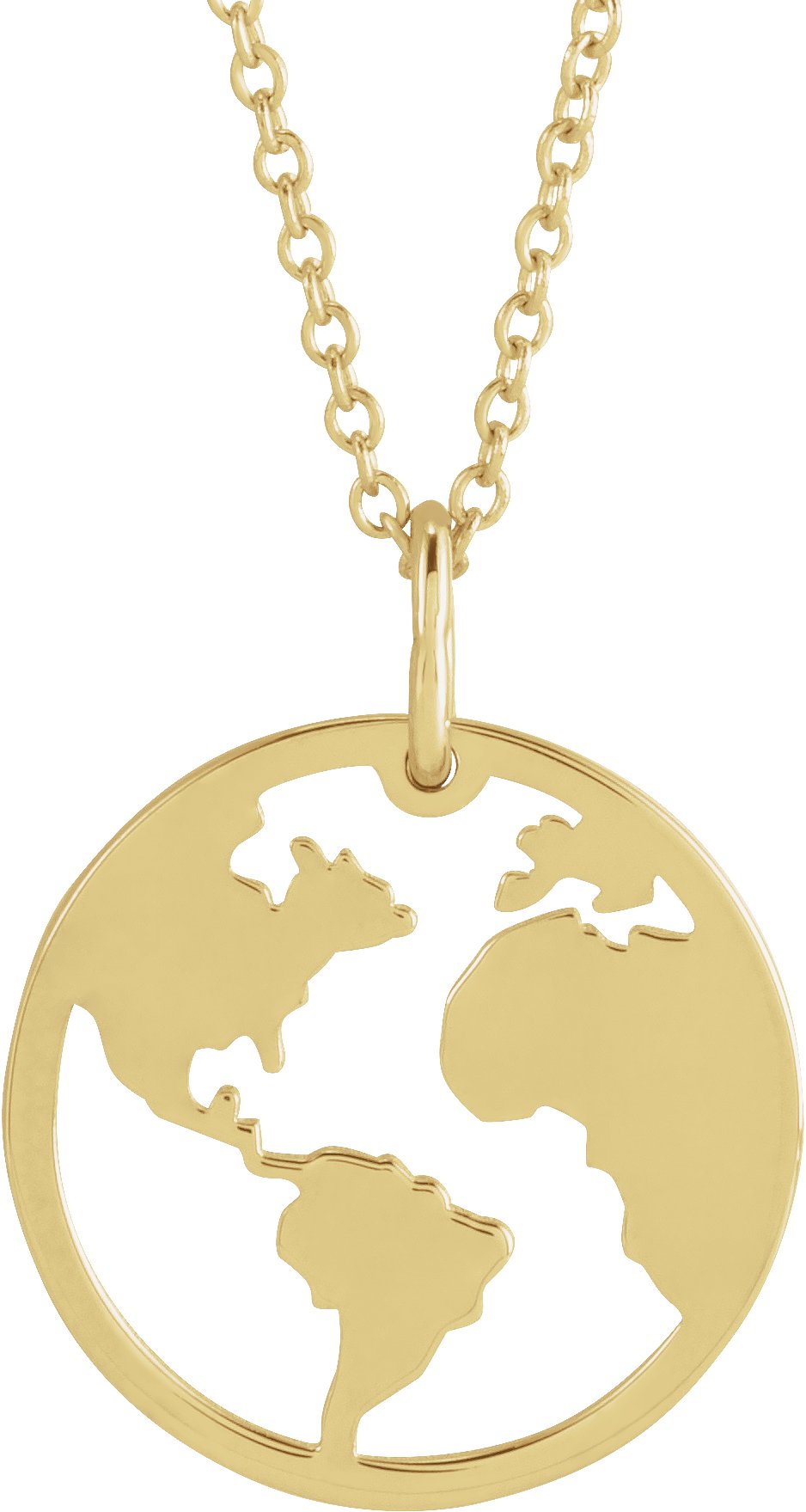 14K Yellow 19.2x15 mm Earth Cutout 16-18" Necklace