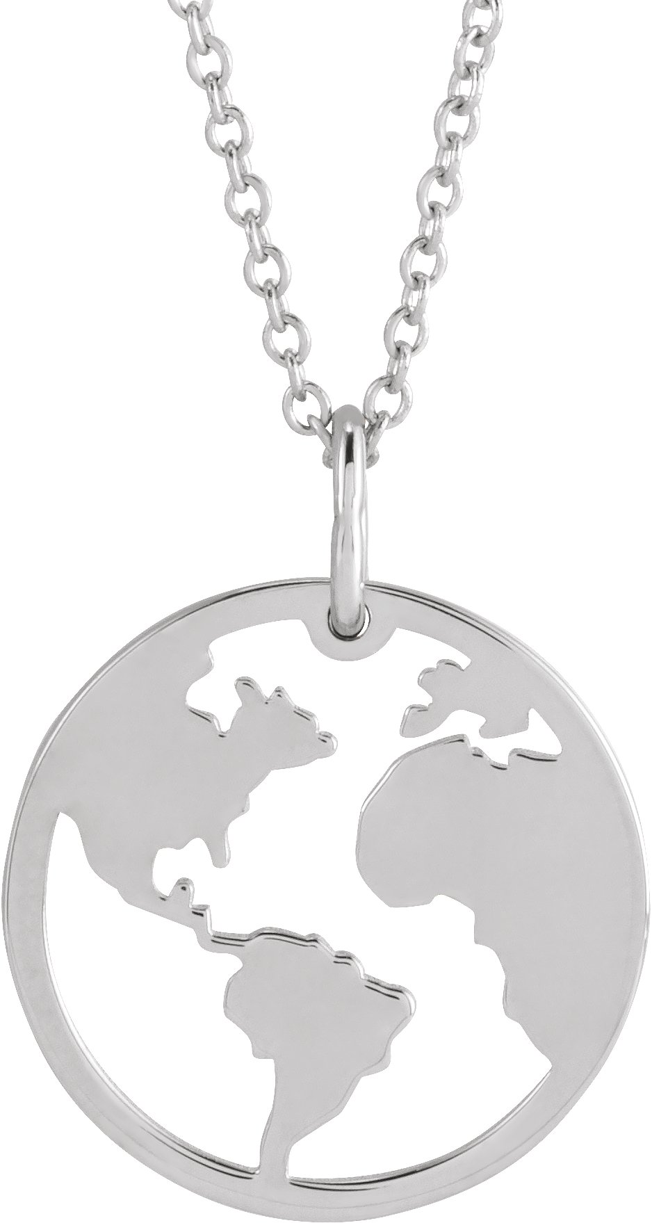 Sterling Silver 19.2x15 mm Earth Cutout 16-18 Necklace