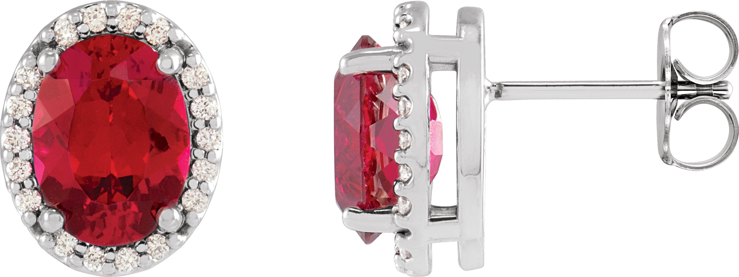 Sterling Silver Lab Grown Ruby and .06 CTW Natural Diamond Halo Style Earrings Ref 19705988