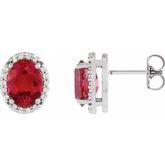 Oval 4-Prong Halo-Style Low Stud Earring