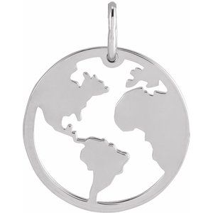 Sterling Silver 19.2x15 mm Earth Cutout Pendant