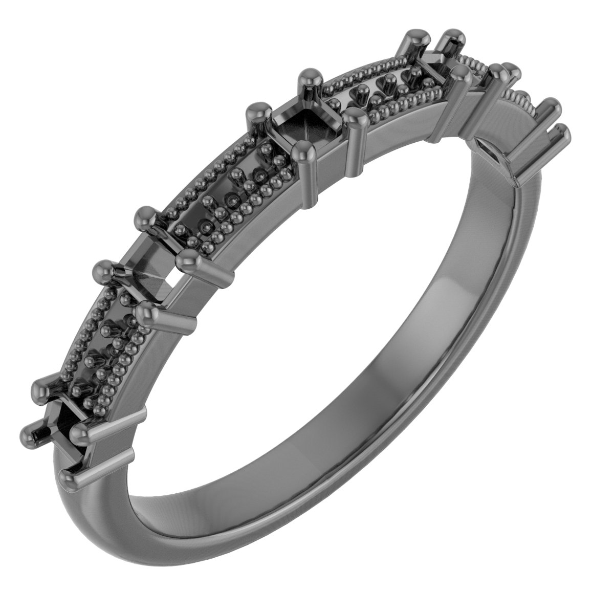 5x3 mm Emerald Anniversary Band Mounting