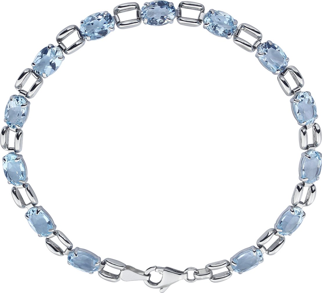 14K White 7x5 mm Oval Natural Sky Blue Topaz 7 1/4 Bracelet