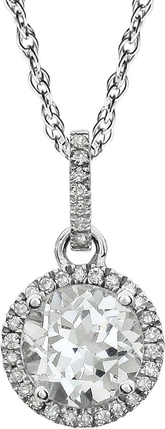 14K White Lab-Grown White Sapphire & 1/10 CTW Natural Diamond 18" Necklace