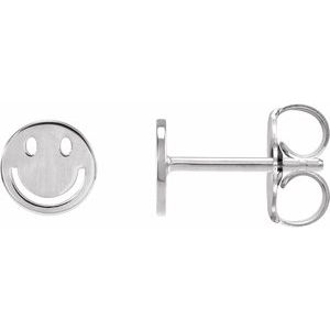 Sterling Silver 6 mm Smiley Face Friction Earrings