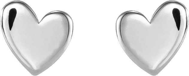 Platinum 4 mm Asymmetrical Heart Threaded Post and Back Earrings Ref 19658545