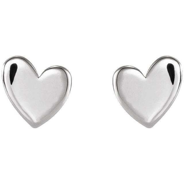Sterling Silver 4 mm Asymmetrical Heart Friction Post & Back Earrings