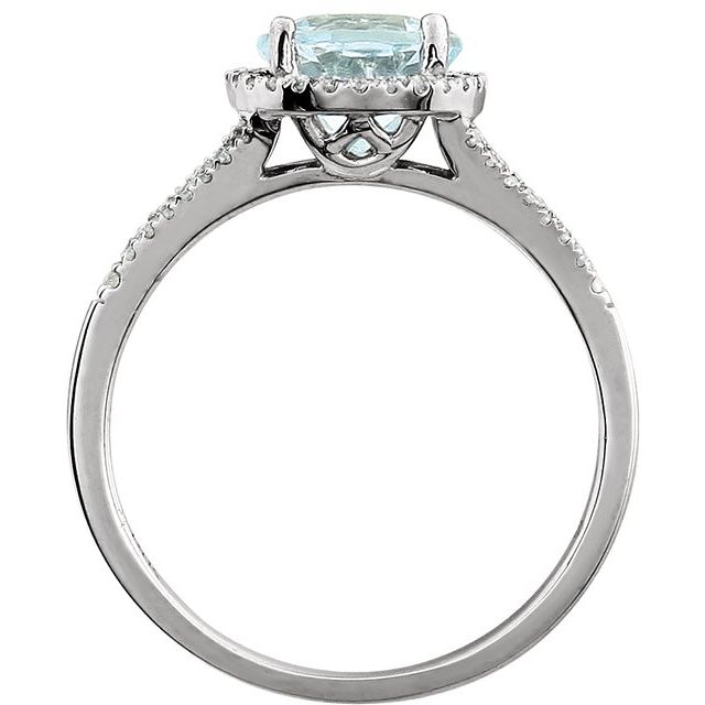 14K White Natural Aquamarine & 1/5 CTW Natural Diamond Ring