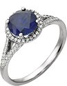 14K White Lab-Grown Blue Sapphire & 1/6 CTW Natural Diamond Ring  