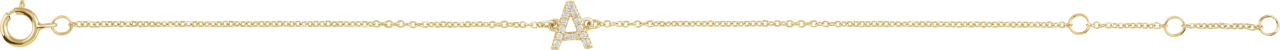 14K Yellow 1/10 CTW Natural Diamond Initial A 6-7 Bracelet