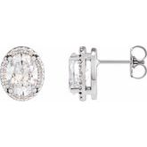 Oval 4-Prong Halo-Style Low Stud Earring