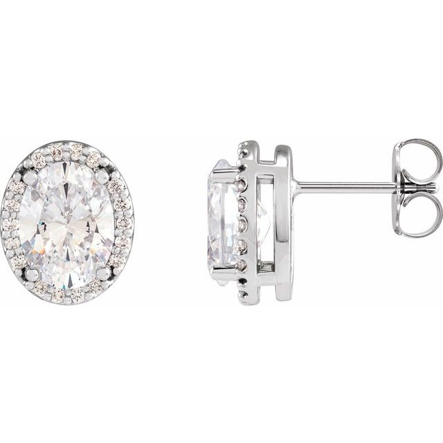Sterling Silver 1/2 CTW Natural Diamond Halo-Style Earrings
