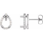 Pear 4-Prong Halo-Style Low Stud Earring