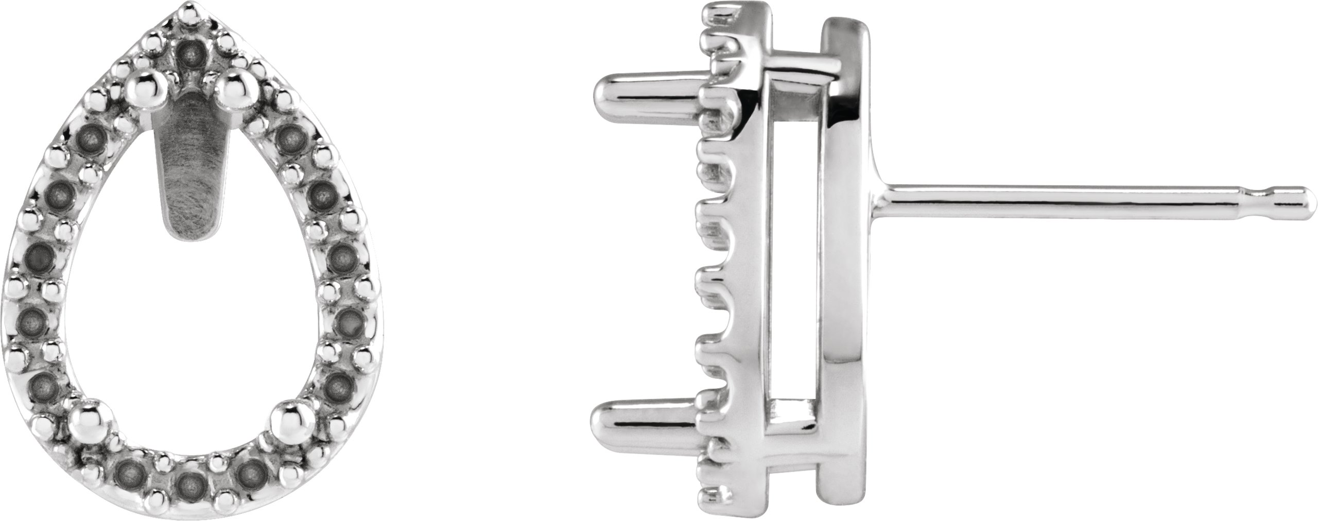 Pear 4-Prong Halo-Style Low Stud Earring