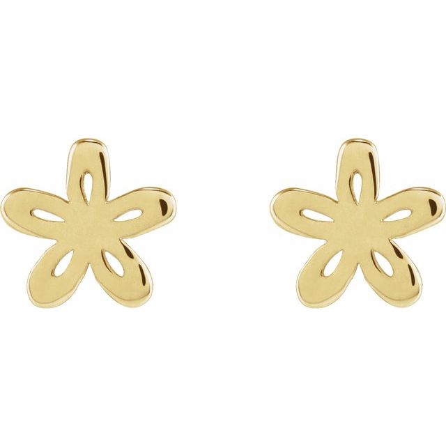 14K Yellow 6.2x6 mm Floral-Inspired Earrings