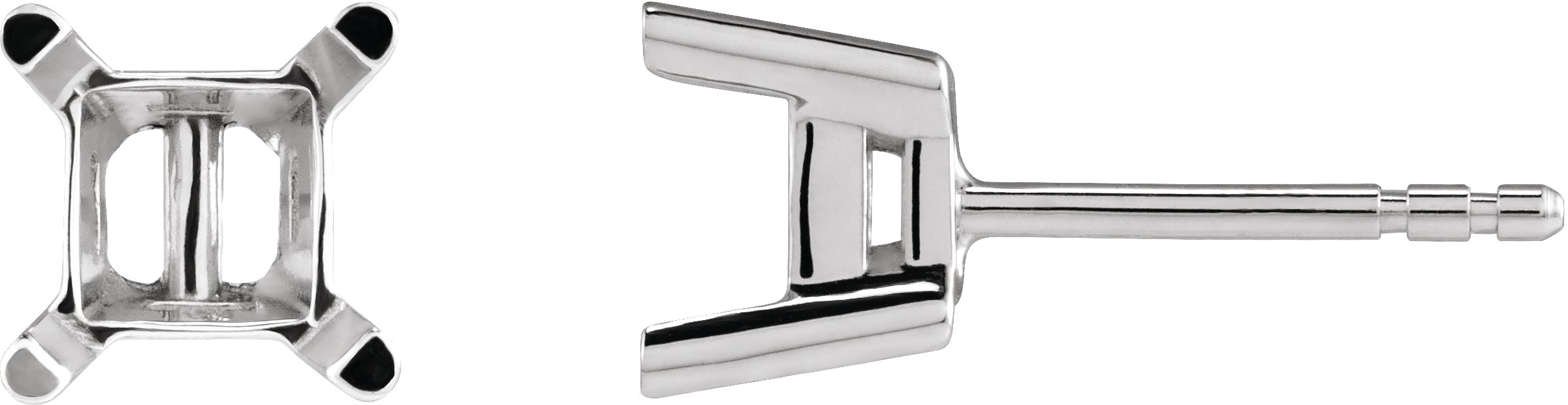 Square 4-Prong Basket Protektor® Post Stud Earring