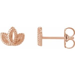 14K Rose Petite Leaf Earrings