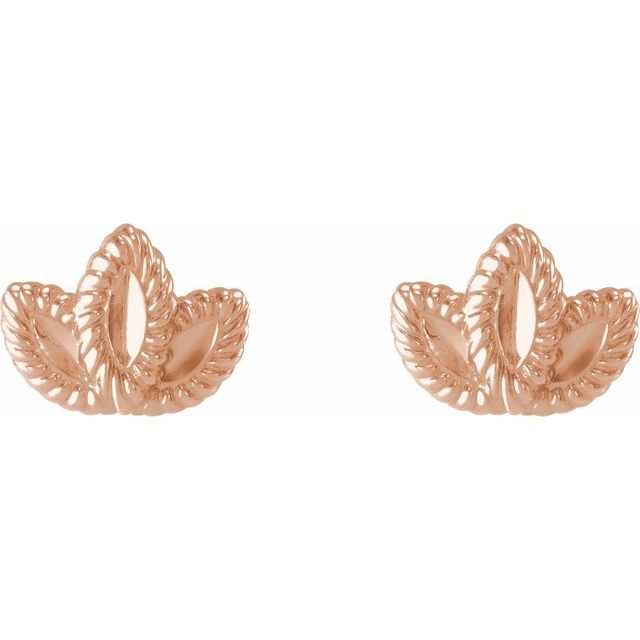 14K Rose Petite Leaf Earrings