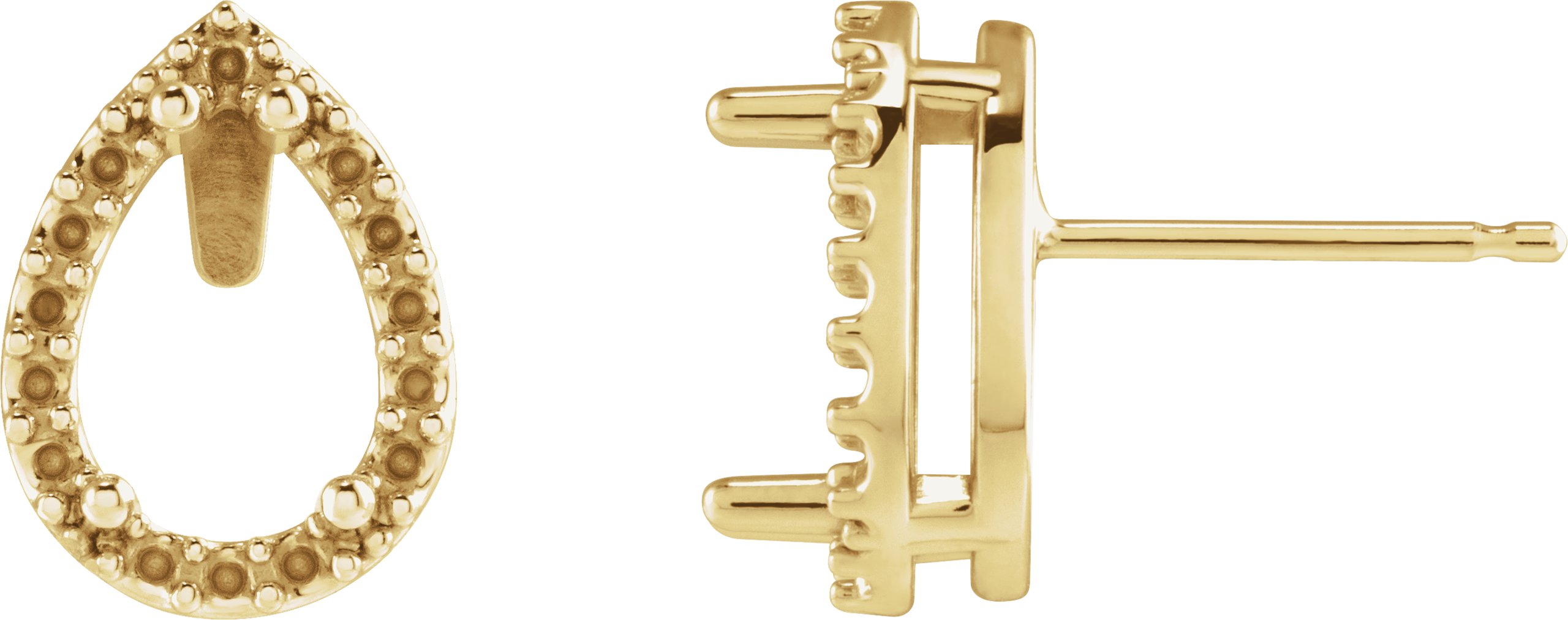 Pear 4-Prong Halo-Style Low Stud Earring