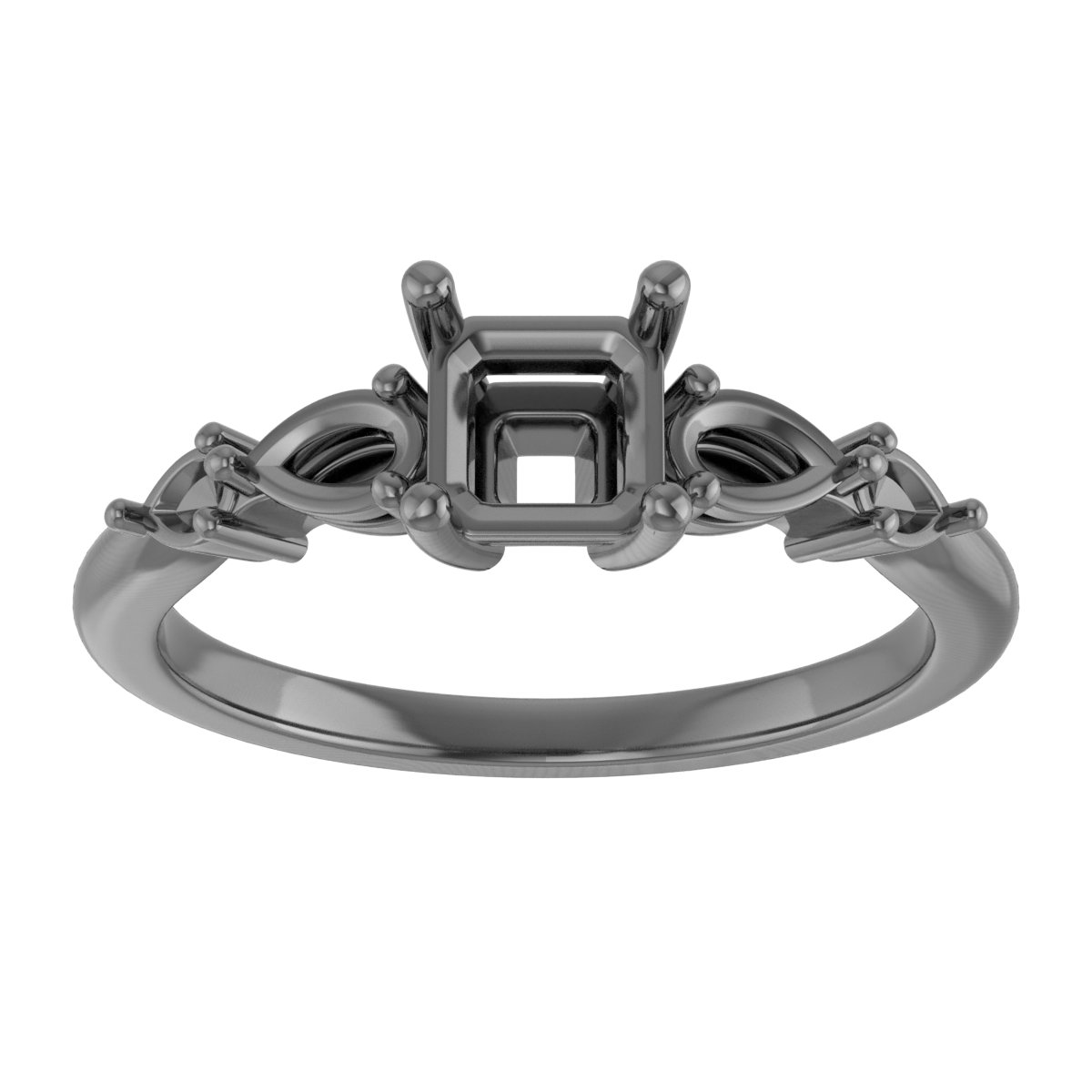 7 mm Cushion Engagement Ring Mounting view 3