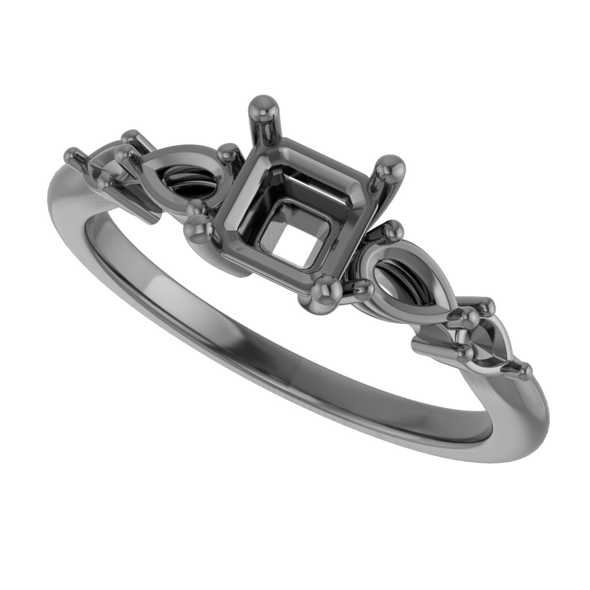 7 mm Cushion Engagement Ring Mounting view 5