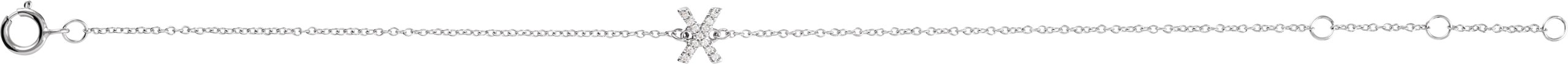 14K White .04 CTW Natural Diamond Initial X 6-7 Bracelet