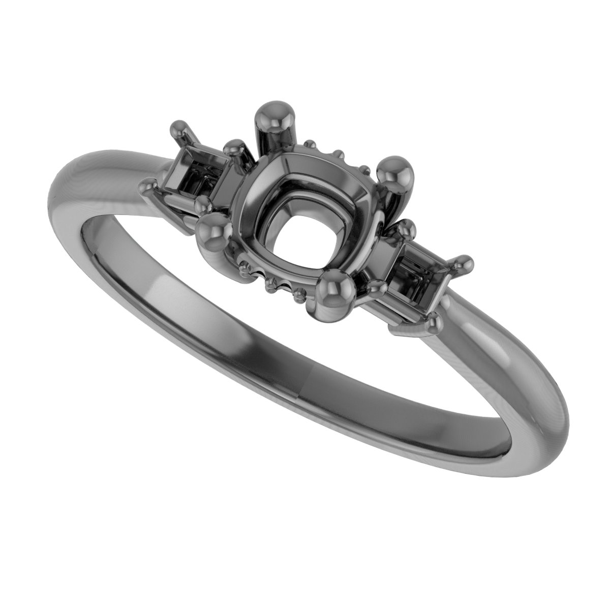 5.5 mm Square Engagement Ring Mounting view 5