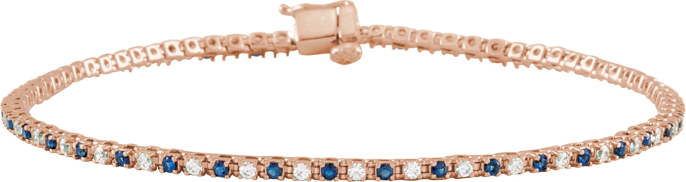 14K Rose Natural Blue Sapphire and 0.625 CTW Natural Diamond Link 7.25 inch Bracelet Ref 19567654