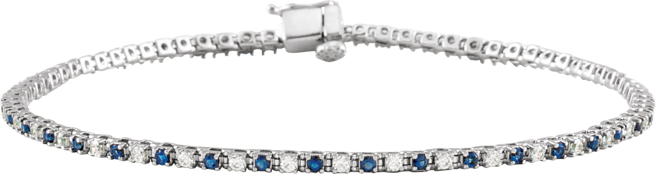 14K White Natural Blue Sapphire & 5/8 CTW Natural Diamond Line 7 1/4" Bracelet