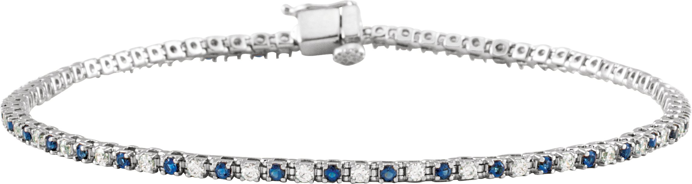 14K White Natural Blue Sapphire & 5/8 CTW Natural Diamond Line 7 1/4 Bracelet