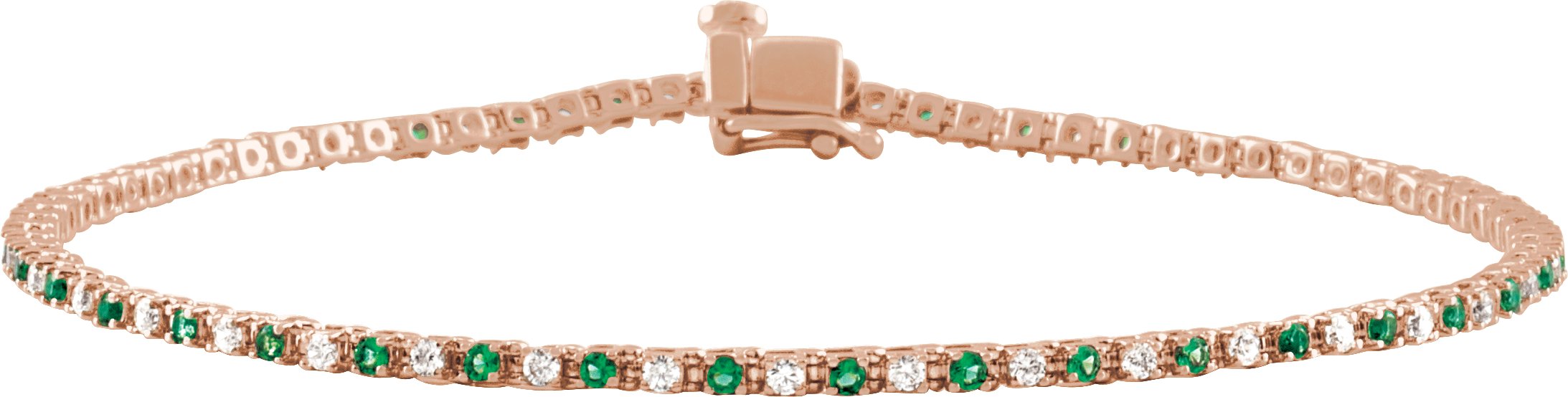 14K Rose Natural Emerald and 0.625 CTW Natural Diamond Link 7.25 inch Bracelet Ref 19567651