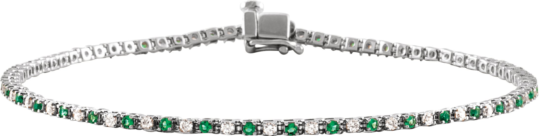 14K White Natural Emerald and 0.625 CTW Natural Diamond Link 7.25 inch Bracelet Ref 19567650