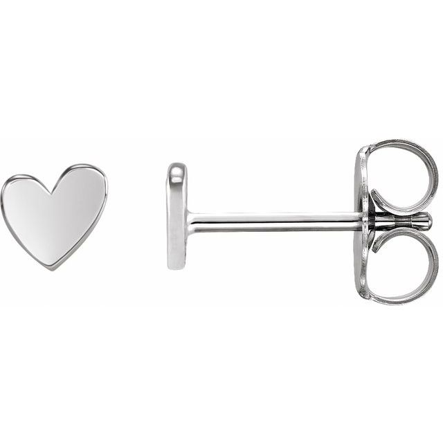 Sterling Silver 4 mm Asymmetrical Right Heart Earring