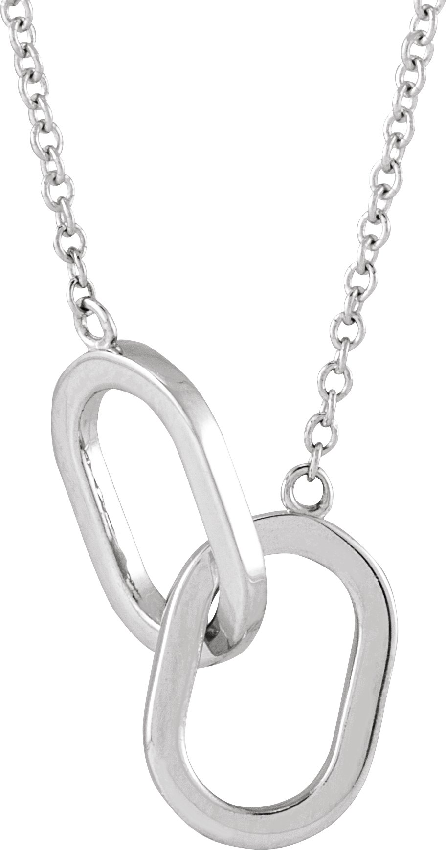 14K White Interlocking Link 18" Necklace