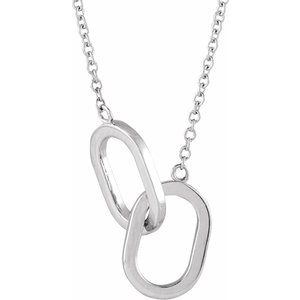 14K White Interlocking Link 18" Necklace