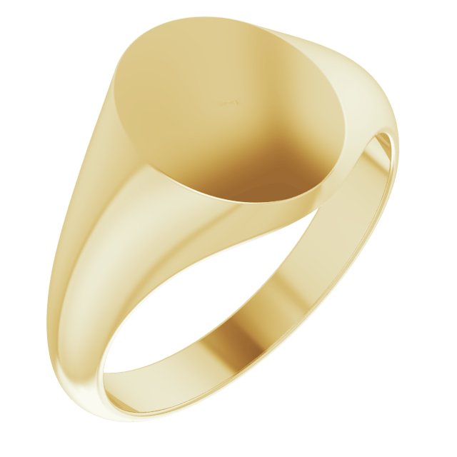 14K Yellow 10x12 mm Oval Signet Ring