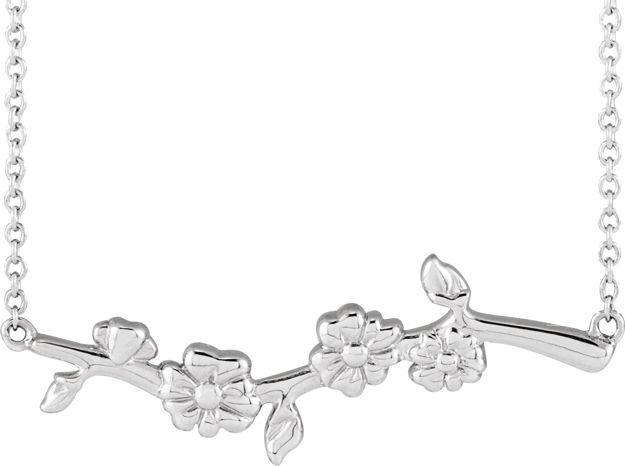 14K White Floral-Inspired Bar 18" Necklace