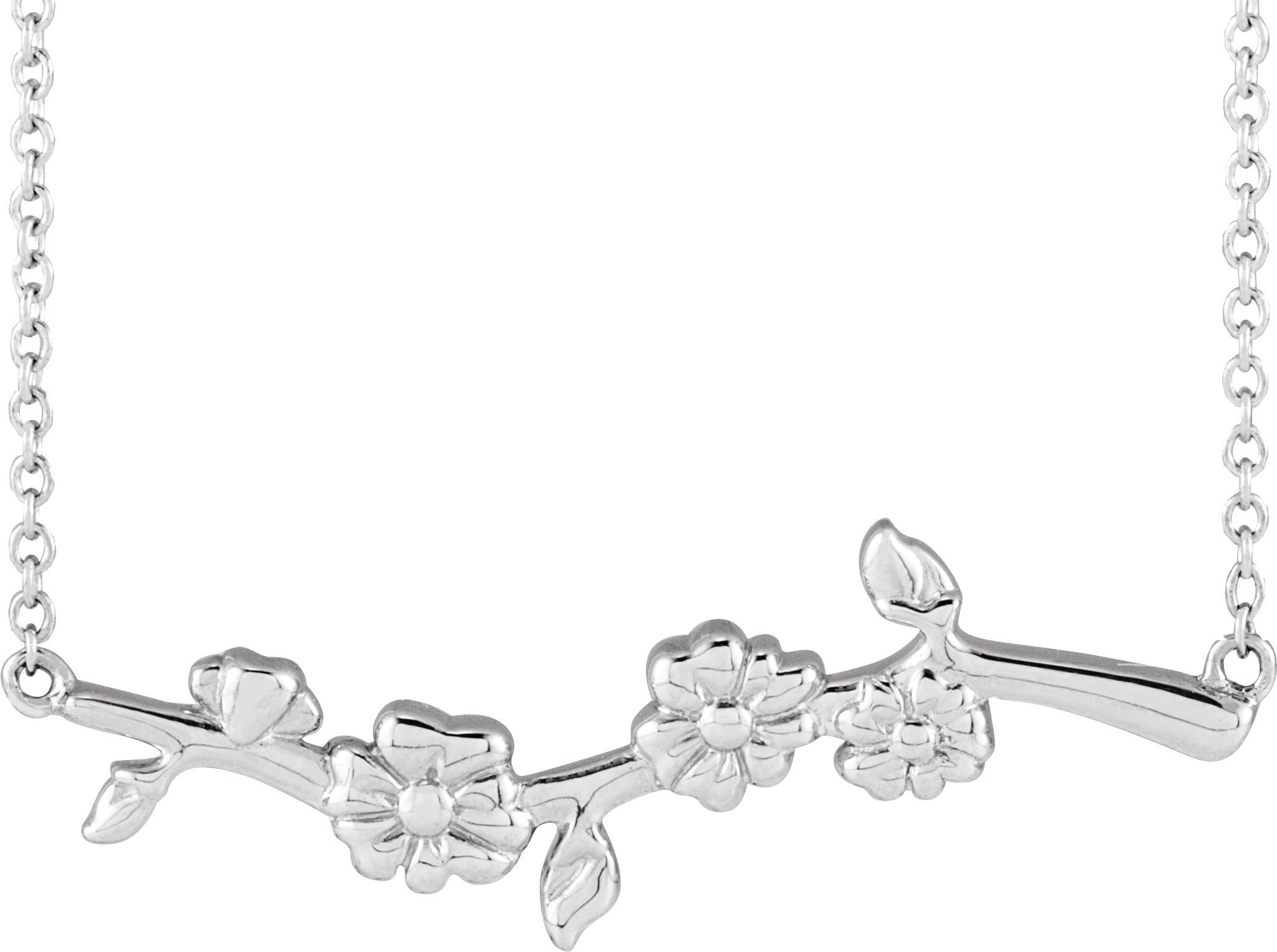 14K White Floral-Inspired Bar 16" Necklace